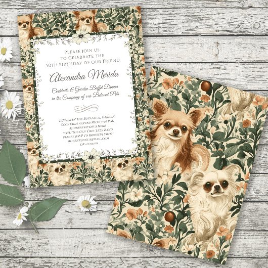 Chihuahua  Bloemen Tapestry Kaart
