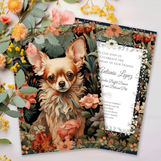 Chihuahua  Bloemen Tapestry Kaart