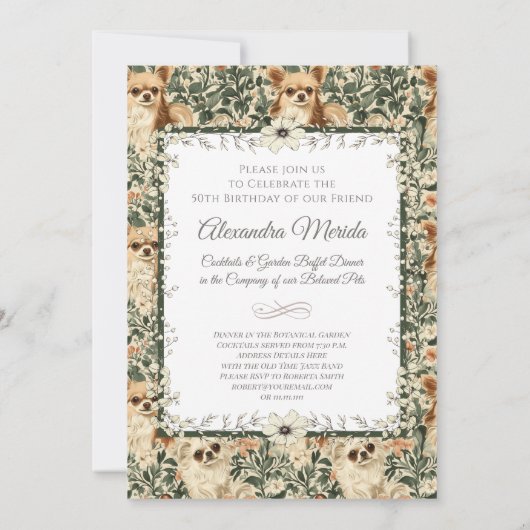 Chihuahua  Bloemen Tapestry Kaart (Achterkant)