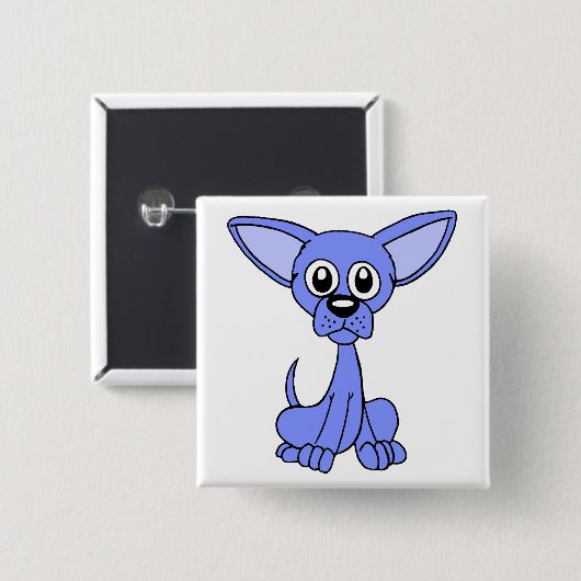 Chihuahua Blue Vierkante Button 5,1 Cm (Voorkant /achterkant)