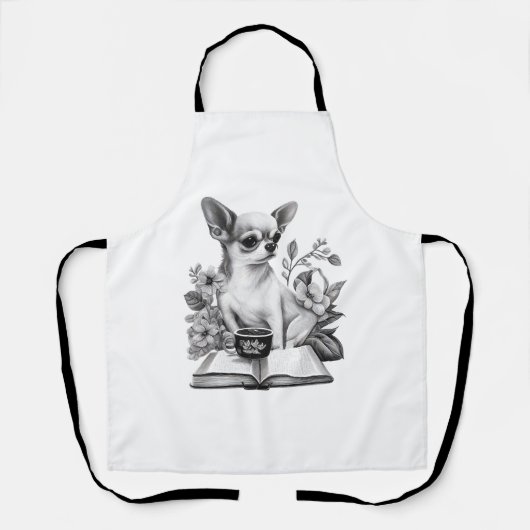 Chihuahua Boek Koffie Thee Lezen Schort (Voorkant)