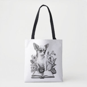 Chihuahua Boek Koffie Thee Lezen Tote Bag