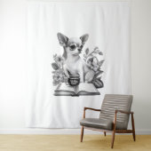 Chihuahua Boek Koffie Thee Lezen Wandkleed (In situ)