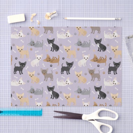 Chihuahua Bones and Paws Purple Tissuepapier (Craft)