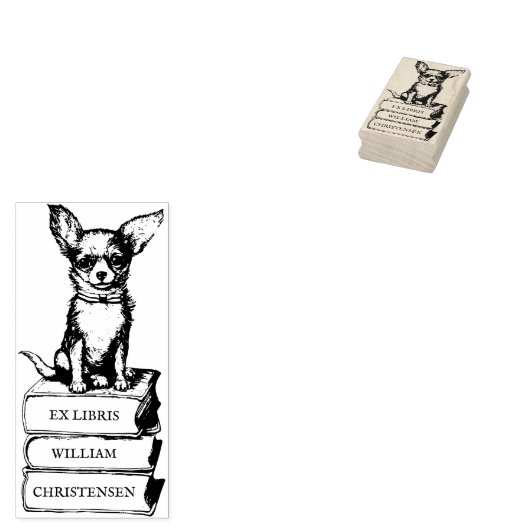  Chihuahua Bookplate Rubberstempel (Gestempeld)