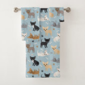 Chihuahua Botten en Paws Blue Bath Towel Set Bad Handdoek (Insitu)