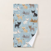 Chihuahua Botten en Paws Blue Bath Towel Set Bad Handdoek (Handdoek)