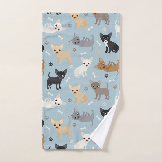 Chihuahua Botten en Paws Blue Bath Towel Set Bad Handdoek (Handdoek)