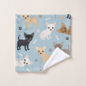 Chihuahua Botten en Paws Blue Bath Towel Set Bad Handdoek (Wasdoekje)