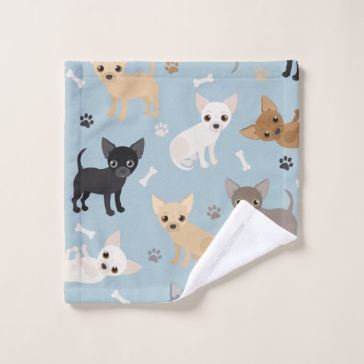 Chihuahua Botten en Paws Blue Bath Towel Set Bad Handdoek (Wasdoekje)