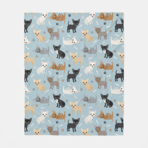 Chihuahua Botten en Paws Blue Fleece Blanket