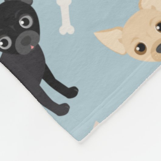 Chihuahua Botten en Paws Blue Fleece Blanket Deken (Hoek)