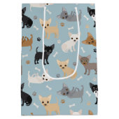 Chihuahua Botten en Paws Blue Medium Gift Bag Cadeauzakje (Achterkant)