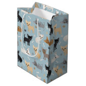 Chihuahua Botten en Paws Blue Medium Gift Bag Cadeauzakje (Achterkant Gekanteld)