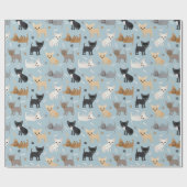 Chihuahua Botten en paws Blue Wrapping Paper Cadeaupapier (Vlak)