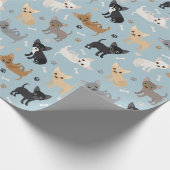 Chihuahua Botten en paws Blue Wrapping Paper Cadeaupapier (Hoek)