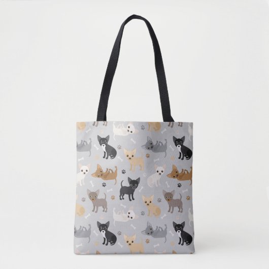 Chihuahua Botten en Paws Gray Canvas tas (Voorkant)