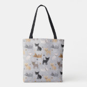 Chihuahua Botten en Paws Gray Canvas tas (Achterkant)