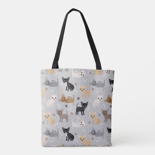 Chihuahua Botten en Paws Gray Canvas tas (Achterkant)