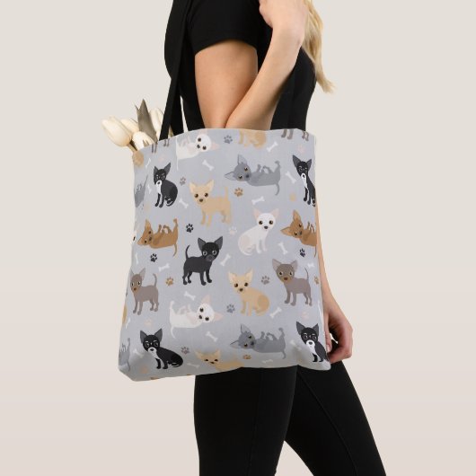 Chihuahua Botten en Paws Gray Canvas tas (Dichtbij)