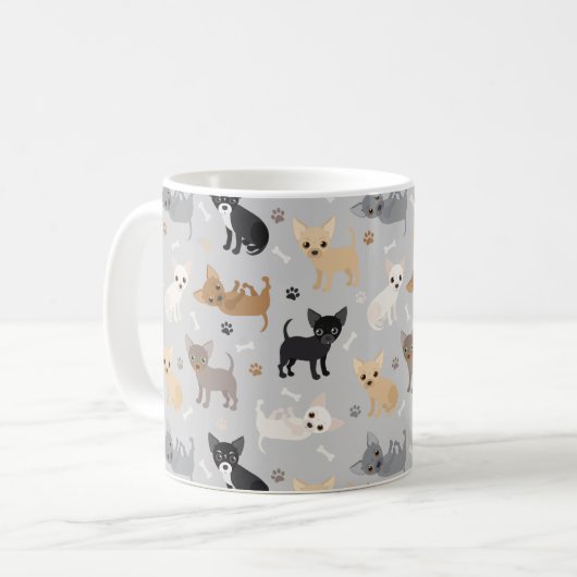 Chihuahua Botten en Paws Gray Coffee Mok (Voorkant links)