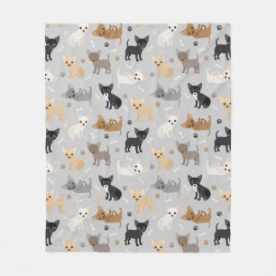 Chihuahua Botten en Paws Gray Fleece Blanket