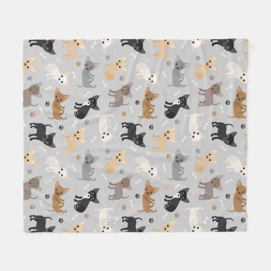 Chihuahua Botten en Paws Gray Fleece Blanket (Voorkant (Horizontaal))