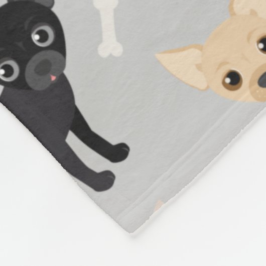 Chihuahua Botten en Paws Gray Fleece Blanket (Hoek)
