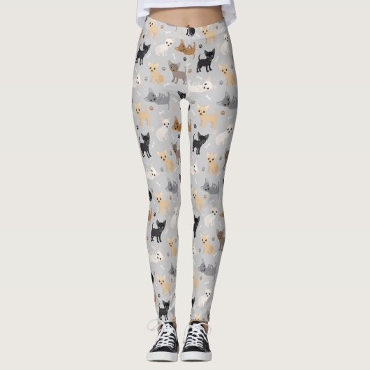 Chihuahua Botten en Paws Gray Leggings (Voorkant)