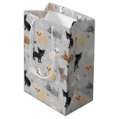 Chihuahua Botten en Paws Gray Medium Gift Bag Medium Cadeauzakje (Achterkant Gekanteld)