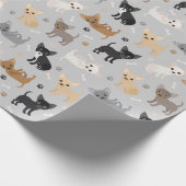 Chihuahua Botten en paws grijs omslagpapier Cadeaupapier (Hoek)