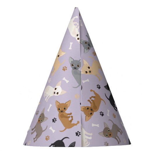 Chihuahua Botten en Paws Paars Feesthoedjes (Achterkant)