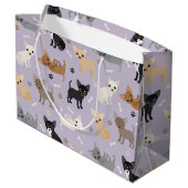 Chihuahua Botten en Paws Paars Groot Cadeauzakje (Achterkant Gekanteld)