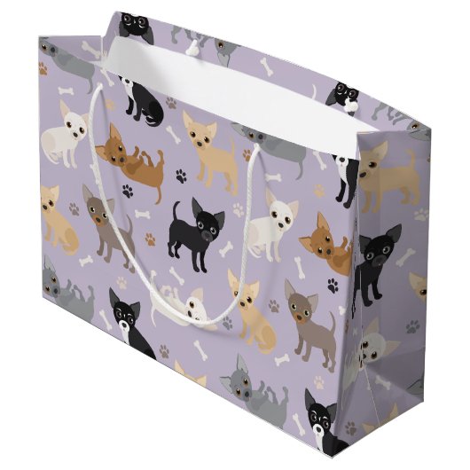 Chihuahua Botten en Paws Paars Groot Cadeauzakje (Achterkant Gekanteld)