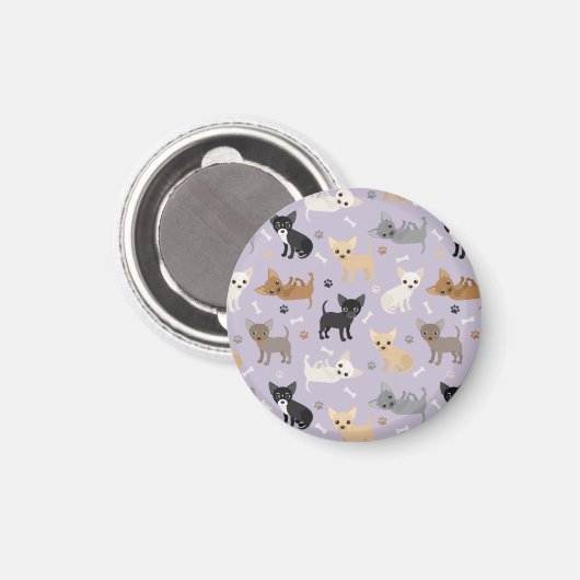 Chihuahua Botten en Paws Paars Magneet (Voorkant / Achterkant)