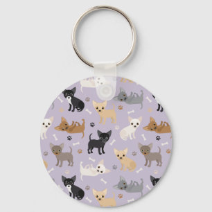 Chihuahua Botten en Paws Paars Sleutelhanger