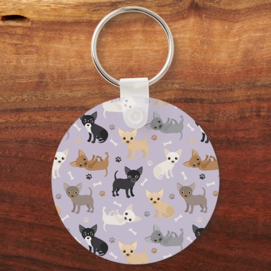 Chihuahua Botten en Paws Paars Sleutelhanger (Voorkant)