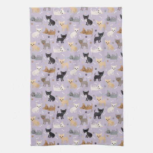 Chihuahua Botten en Paws Paars Theedoek (Verticaal)