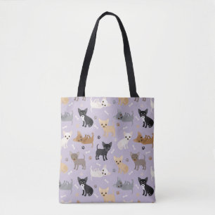 Chihuahua Botten en Paws Paars Tote Bag