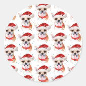 Chihuahua Breed Waterverf Dog Pattern Ronde Sticker (Voorkant)
