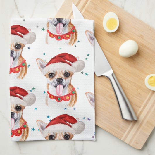 Chihuahua Breed Waterverf Dog Pattern Theedoek (Quarter Fold)