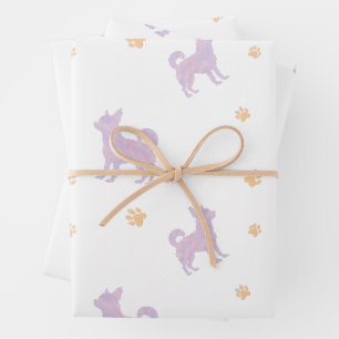 Chihuahua-cadeauverpakking – Minimaal lavendel ges Inpakpapier Vel