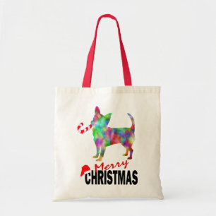 Chihuahua & Candy Cane Prettig Kerstmis Boodschapp Tote Bag