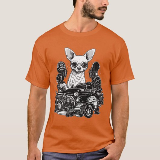 Chihuahua Car Mechanic Automotive Vehicle Dog retr T-shirt (Voorkant)