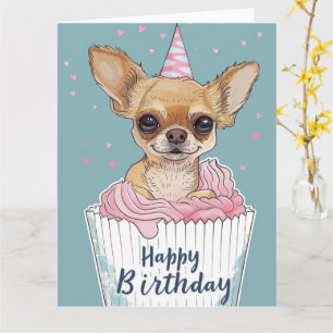 Chihuahua Cartoon Anime Cupcake Pooten Kaart