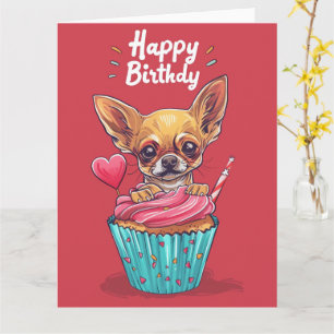 Chihuahua Cartoon Anime Cupcake Pooten Kaart
