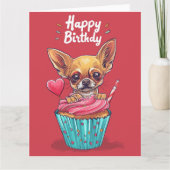 Chihuahua Cartoon Anime Cupcake Pooten Kaart (Voorkant)