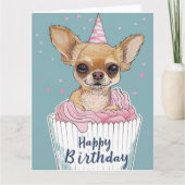 Chihuahua Cartoon Anime Cupcake Pootjes Kaart (Voorkant)