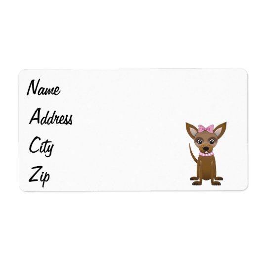 Chihuahua cartoon etiket (Voorkant)