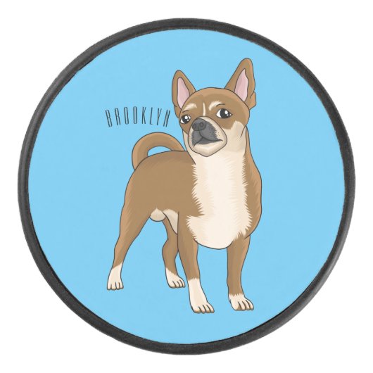 Chihuahua cartoon hockey puck (Voorkant)